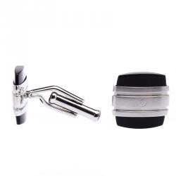 Pre Owned Montblanc Iconic Black Onyx Stainless Steel Cufflinks