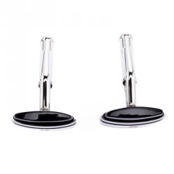 Pre Owned Montblanc Iconic Black Onyx Stainless Steel Cufflinks