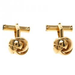 Pre Owned Montblanc Gold Tone Knot Cufflinks
