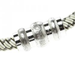 Pre Owned Montblanc White Rubber Silver Tone Woven Magnetic Bracelet