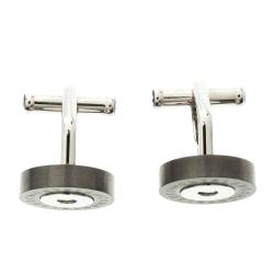 Pre Owned Montblanc Circular Disc Stainless Steel & Grey PVD Coated Cufflinks