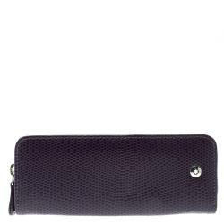 Pre Owned Montblanc Purple Lizard Embossed Leather 2 Pen Pouch