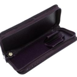 Pre Owned Montblanc Purple Lizard Embossed Leather 2 Pen Pouch
