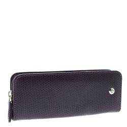 Pre Owned Montblanc Purple Lizard Embossed Leather 2 Pen Pouch
