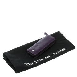 Pre Owned Montblanc Purple Lizard Embossed Leather 2 Pen Pouch