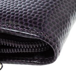 Pre Owned Montblanc Purple Lizard Embossed Leather 2 Pen Pouch