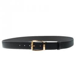 Pre Owned Montblanc Dark Brown Leather Classic Line Buckle Belt 120cm