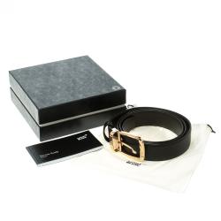 Pre Owned Montblanc Dark Brown Leather Classic Line Buckle Belt 120cm