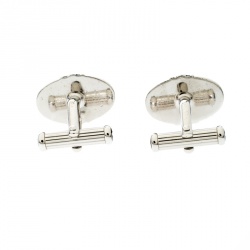 Pre Owned Montblanc Onyx Inlay Silver Tone Oval Cufflinks 