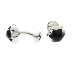Pre Owned Montblanc Onyx Inlay Stainless Steel Star Cufflinks