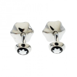 Pre Owned Montblanc Onyx Inlay Stainless Steel Star Cufflinks