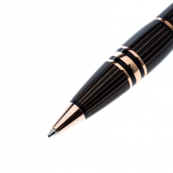 Pre Owned Montblanc StarWalker Black Lacquer Pin Striped Textured Rose Gold Finish Ballpoint Pen