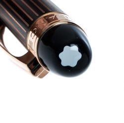 Pre Owned Montblanc StarWalker Black Lacquer Pin Striped Textured Rose Gold Finish Ballpoint Pen