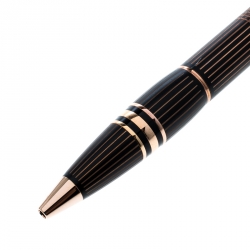Pre Owned Montblanc StarWalker Black Lacquer Pin Striped Textured Rose Gold Finish Ballpoint Pen