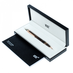 Pre Owned Montblanc StarWalker Black Lacquer Pin Striped Textured Rose Gold Finish Ballpoint Pen
