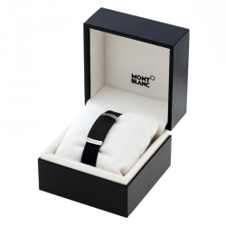 Pre Owned Montblanc Black Extreme Leather Stainless Steel Bracelet