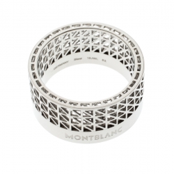 Pre Owned Montblanc Graphic Cutout Steel Skeleton Band Ring Size 62