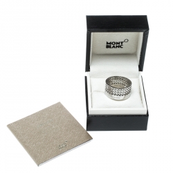 Pre Owned Montblanc Graphic Cutout Steel Skeleton Band Ring Size 62