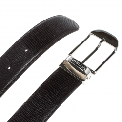 Pre Owned Montblanc Dark Brown Lizard Embossed Leather Belt 95cm