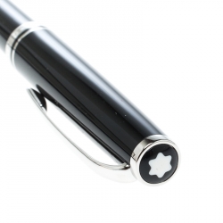 Pre Owned Montblanc Germany Black Resin Silver Tone Classic Ballpoint Pen