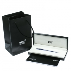 Pre Owned Montblanc Blue Resin Platinum Finish Ballpoint Pen 