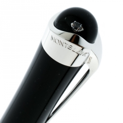 Pre Owned Montblanc Etoile Diamond Black Resin Platinum Finish Rollerball Pen