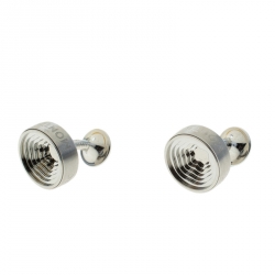 Pre Owned Montblanc Heritage Concentric Star Engraved Stainless Steel Round Cufflinks