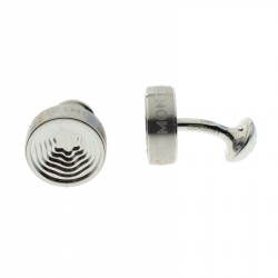 Pre Owned Montblanc Heritage Concentric Star Engraved Stainless Steel Round Cufflinks