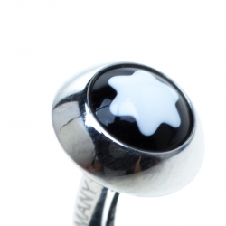 Pre Owned Montblanc Heritage Concentric Star Engraved Stainless Steel Round Cufflinks