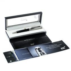 Pre Owned Montblanc Meisterstück Emirates Airline Foundation Black Resin Platinum Finish Ballpoint Pen