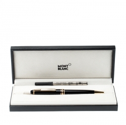 Pre Owned Montblanc Black Meisterstuck Resin Gold Tone Ballpoint Pen