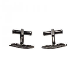 Pre Owned Montblanc D. Defoe PVD Coated Stainless Steel Leaf Cufflinks