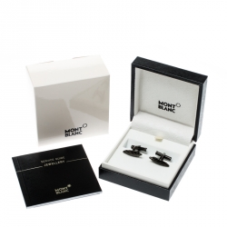 Pre Owned Montblanc D. Defoe PVD Coated Stainless Steel Leaf Cufflinks
