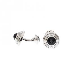 Pre Owned Montblanc Domed Floating Diamond Silver Tone Cufflinks