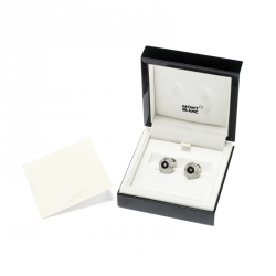 Pre Owned Montblanc Domed Floating Diamond Silver Tone Cufflinks