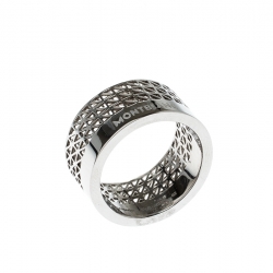 Pre Owned Montblanc Graphic Cutout Steel Band Ring Size 62