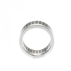 Pre Owned Montblanc Graphic Cutout Steel Band Ring Size 62