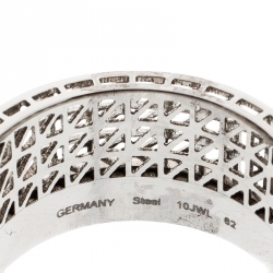 Pre Owned Montblanc Graphic Cutout Steel Band Ring Size 62