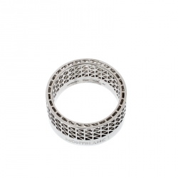 Pre Owned Montblanc Graphic Cutout Steel Band Ring Size 62