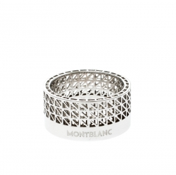 Pre Owned Montblanc Graphic Cutout Steel Band Ring Size 62