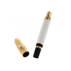 Pre Owned Montblanc Boheme Pearly Lacquer Textured Gold Finish Fountain Pen