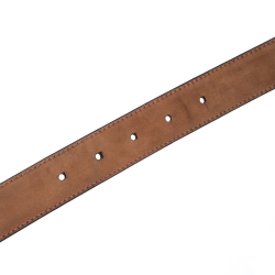 Pre Owned Montblanc Black Crocodile Embossed Leather Buckle Belt 110CM