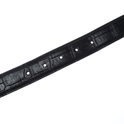 Pre Owned Montblanc Black Crocodile Embossed Leather Buckle Belt 110CM
