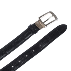 Pre Owned Montblanc Black Crocodile Embossed Leather Buckle Belt 110CM