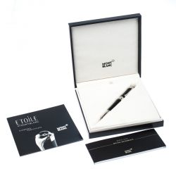 Pre Owned Montblanc Etoile Diamond Black Resin Platinum Finish Ballpoint Pen