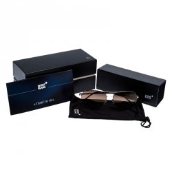 Montblanc Gold Tone/ Brown Gradient MB 695S Aviator Sunglasses