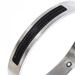 Pre Owned Montblanc Rubber Silver Tone Hinged Bangle Bracelet