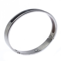 Pre Owned Montblanc Rubber Silver Tone Hinged Bangle Bracelet