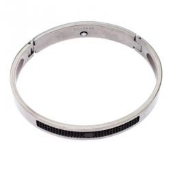 Pre Owned Montblanc Rubber Silver Tone Hinged Bangle Bracelet