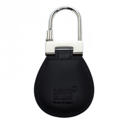 Pre Owned Montblanc Sartorial Black Leather Silver Tone 113238 Key Fob